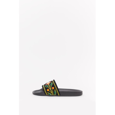 CASABLANCA BLACK EMBROIDERED TERRY SLIDES